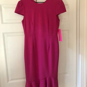 NWT Betsey Johnson Fuchsia Ruffle Hem Dress Sz14